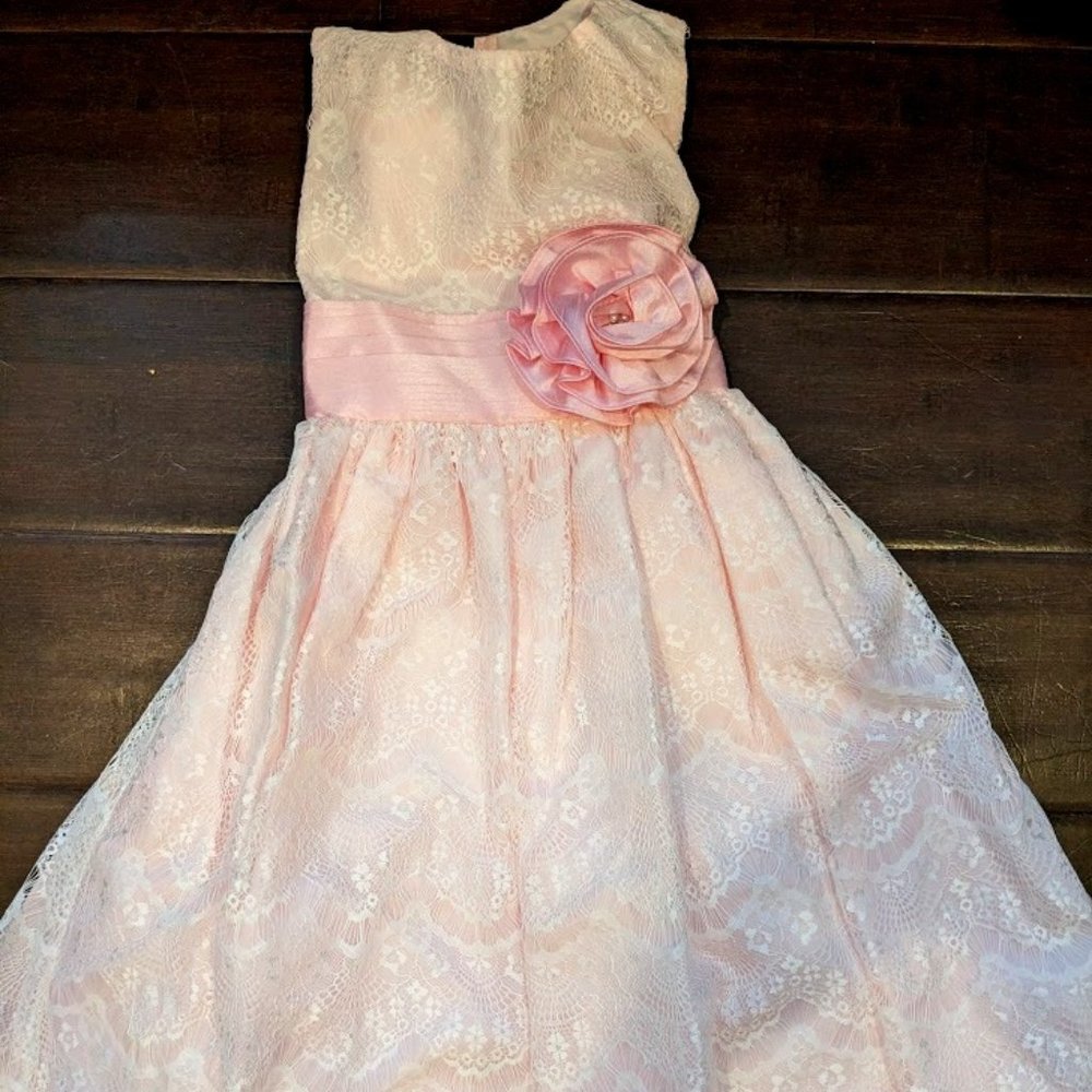 BRAND NEW CRAYON KIDS LAYERED LACE FLOWER GIRL PINK DRESS